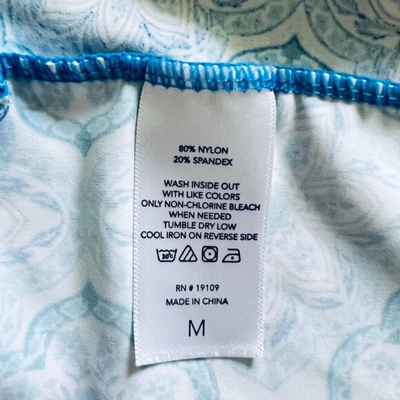 Aqua Et Sol Tunic Swim Cover Up Womens Medium Blue Tile Print UPF 50 Beach Pool - Picture 5 of 9